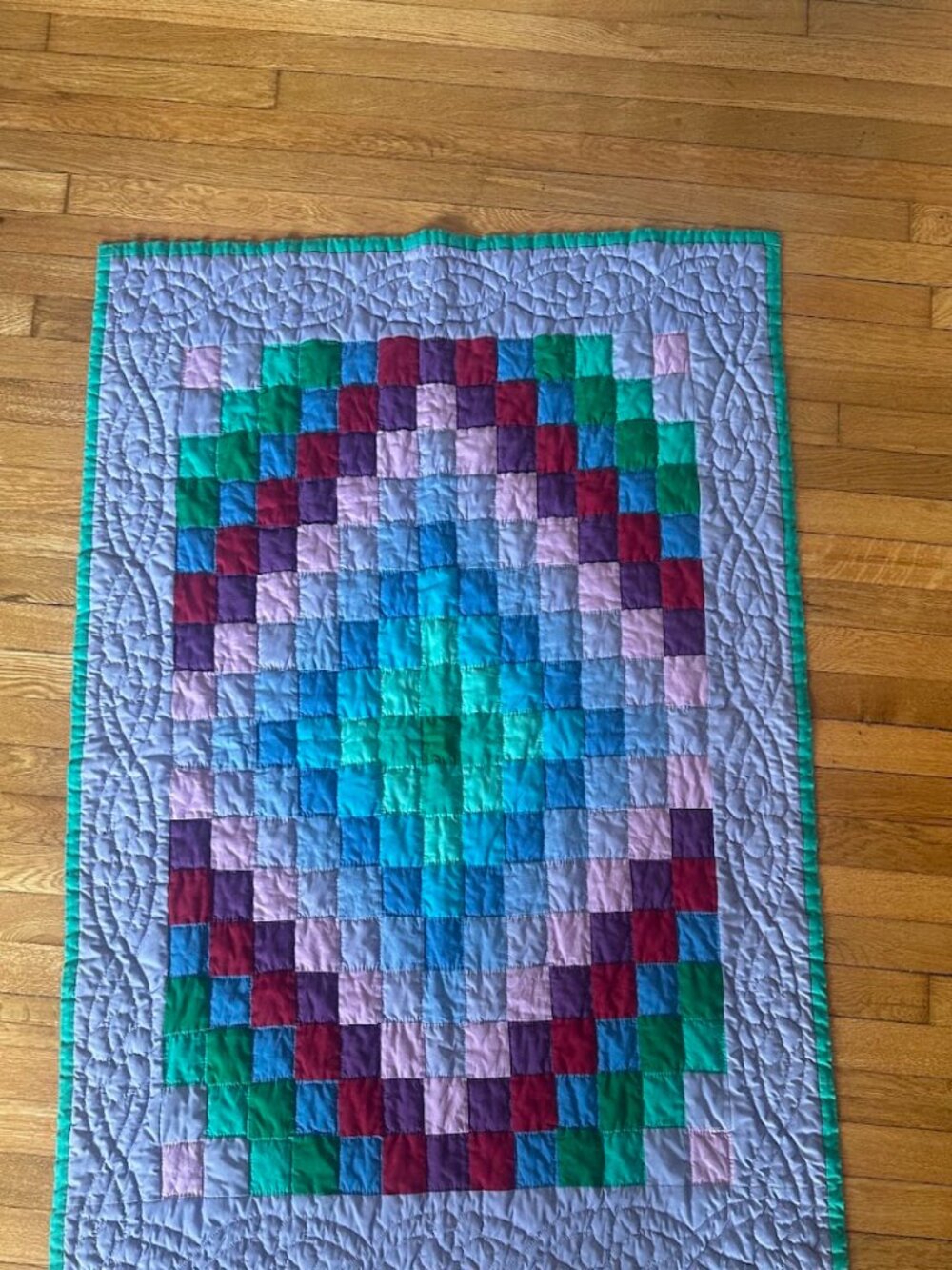 Stunning Amish Multicolor, Hand-stitched baby blanket, brand new